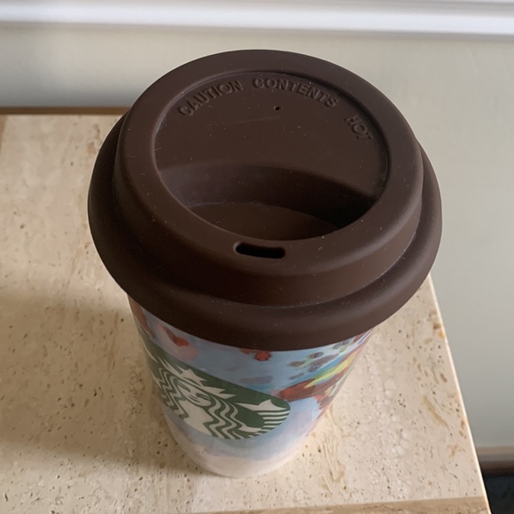 2015 Starbucks Ceramic Travel Mug 12oz World Map Sherlby Kregel Tumbler - Picture 5 of 8